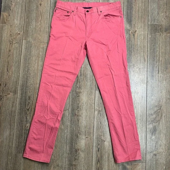 Polo Ralph Lauren Mens Slim Straight Fit Pink Stretch Cotton Pants 34x32 - Picture 3 of 12